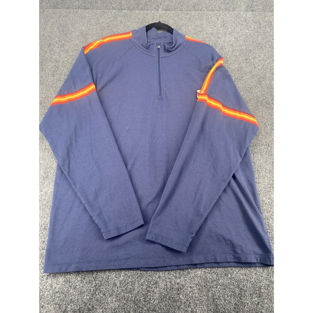 Marine Layer Archive 1/4 Zip Pullover Mens XXL Blue Retro Stripe Raglan Sweater